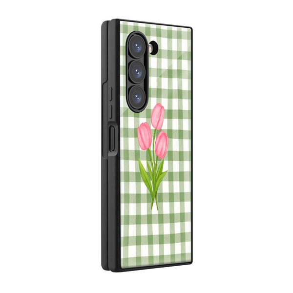 Gingham Bloom Samsung Z Fold Glass Case