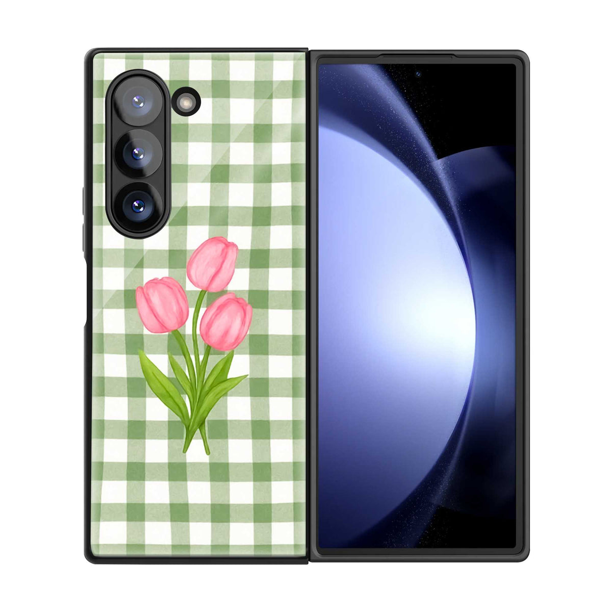 Gingham Bloom Samsung Z Fold Glass Case
