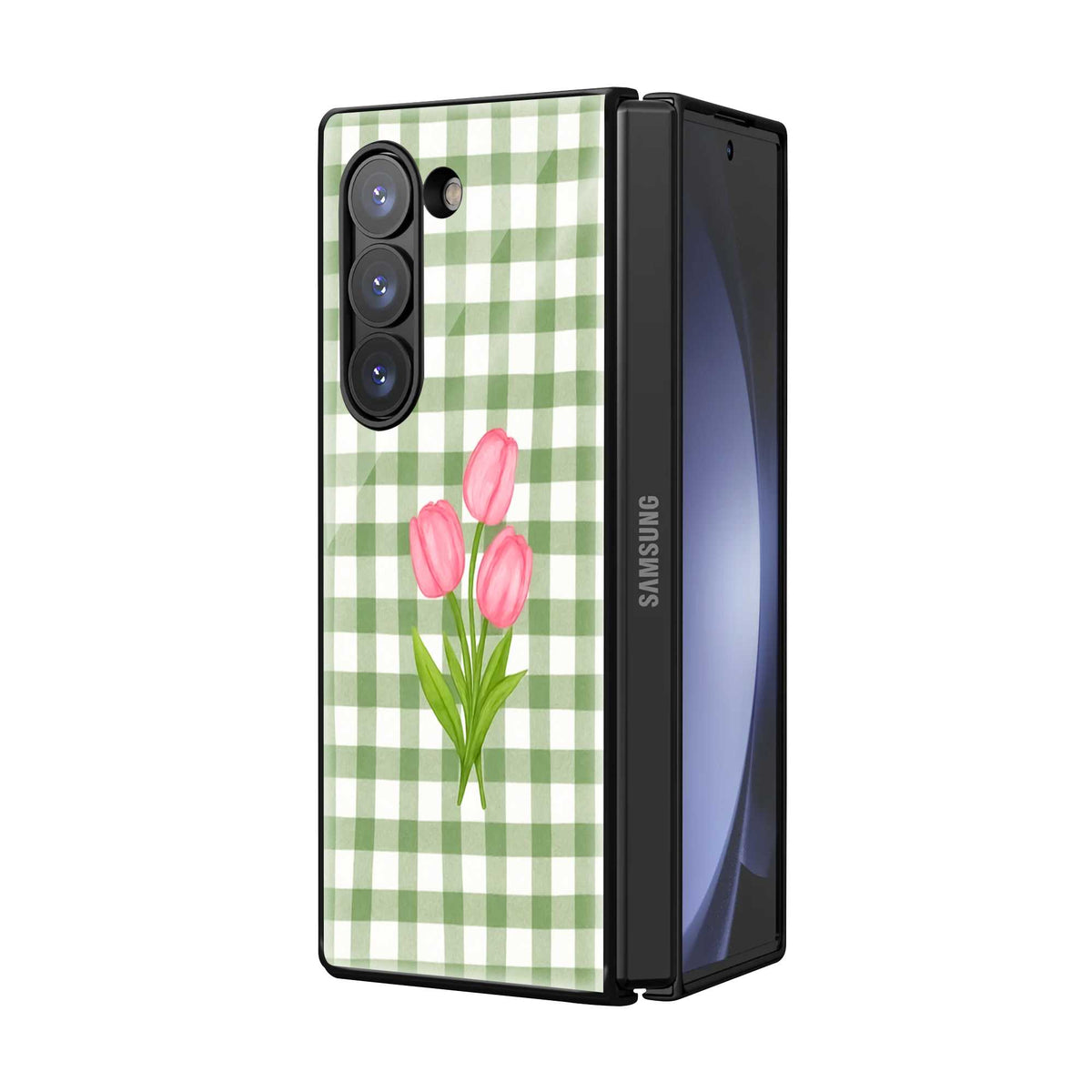 Gingham Bloom Samsung Z Fold Glass Case