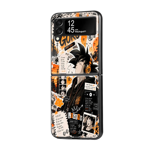Goku Saiyan Beats Samsung Z Flip Glass Case