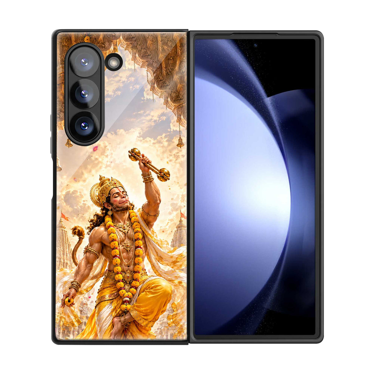 Golden Hanuman Bhakti Samsung Z Fold Glass Case