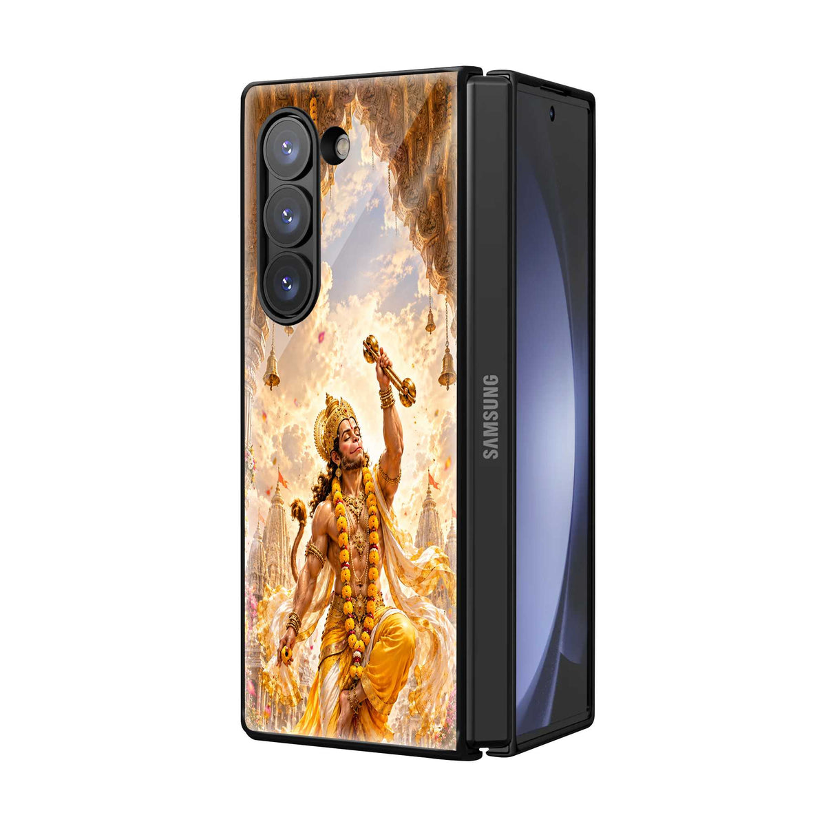 Golden Hanuman Bhakti Samsung Z Fold Glass Case