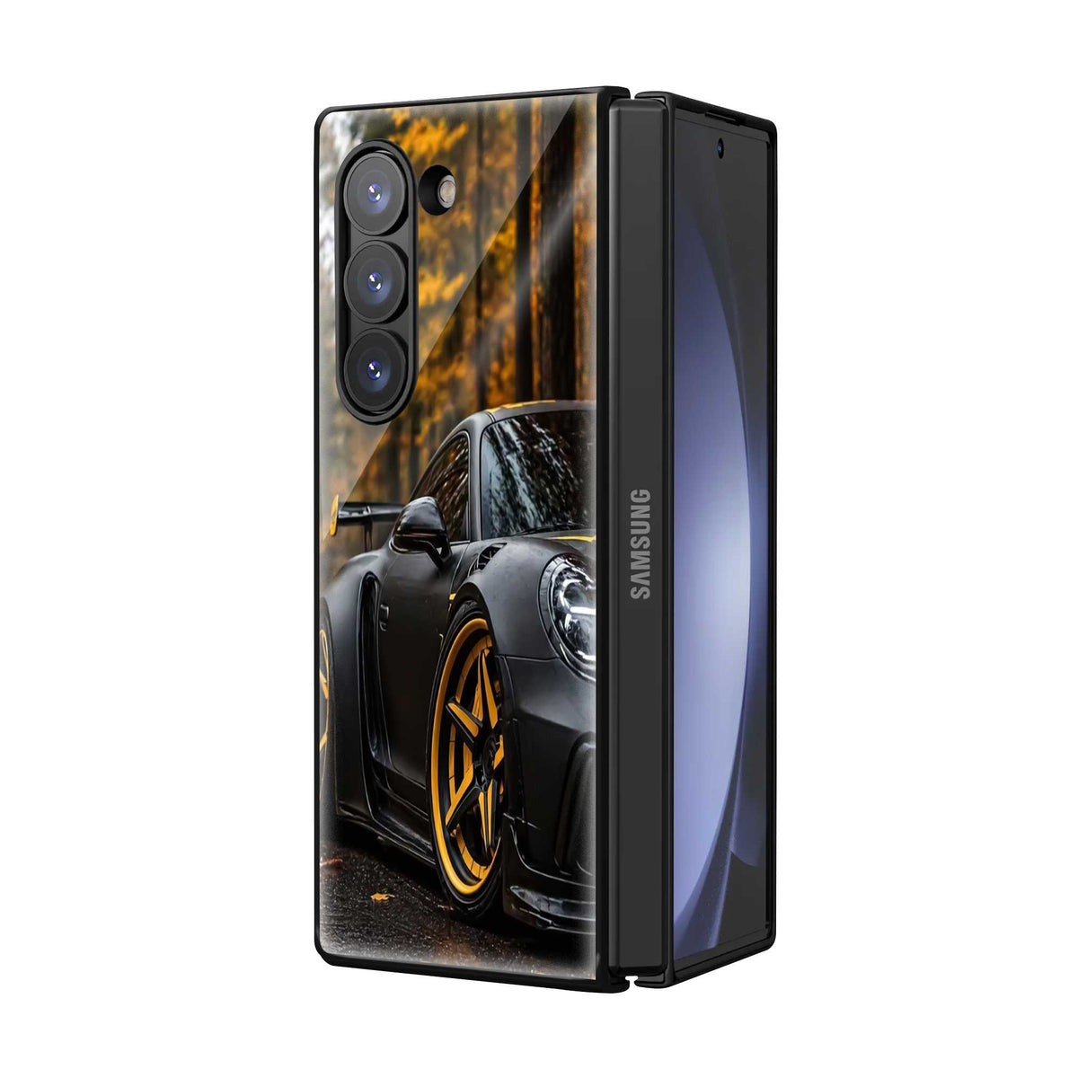 Golden Hour Porsche Samsung Z Fold Glass Case
