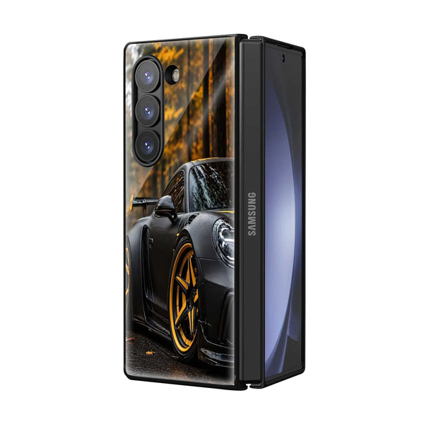 Golden Hour Porsche Samsung Z Fold Glass Case