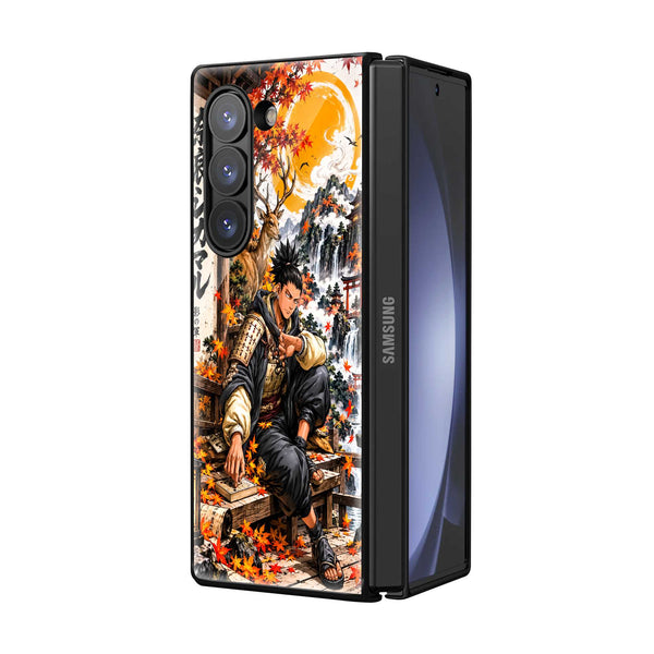 Golden Moon Samurai Samsung Z Fold Glass Case