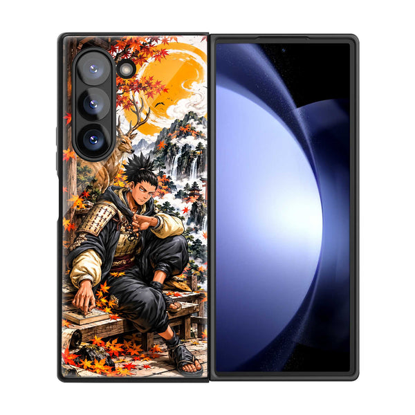 Golden Moon Samurai Samsung Z Fold Glass Case