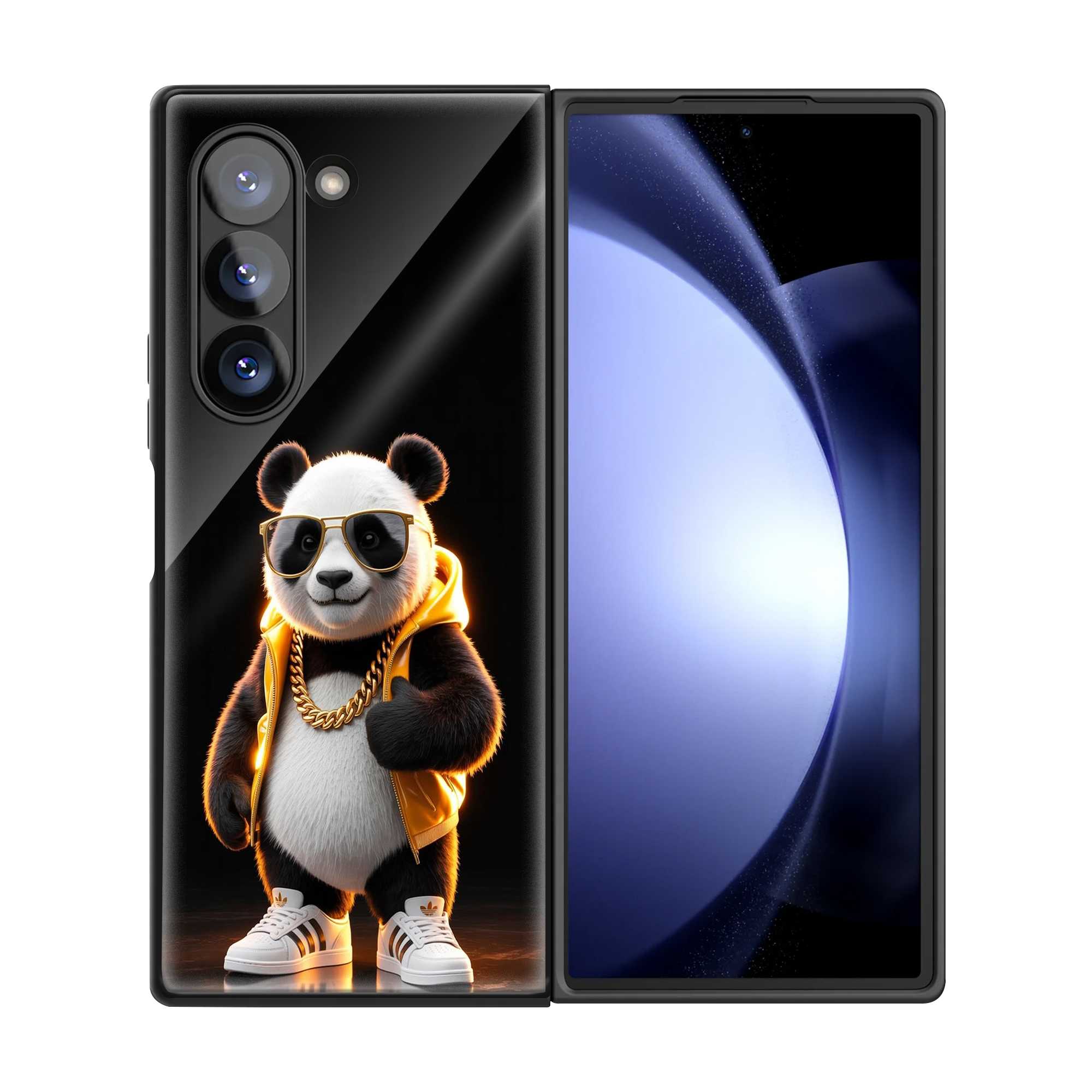 Golden Panda Samsung Z Fold Glass Case
