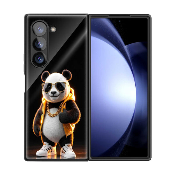 Golden Panda Samsung Z Fold Glass Case