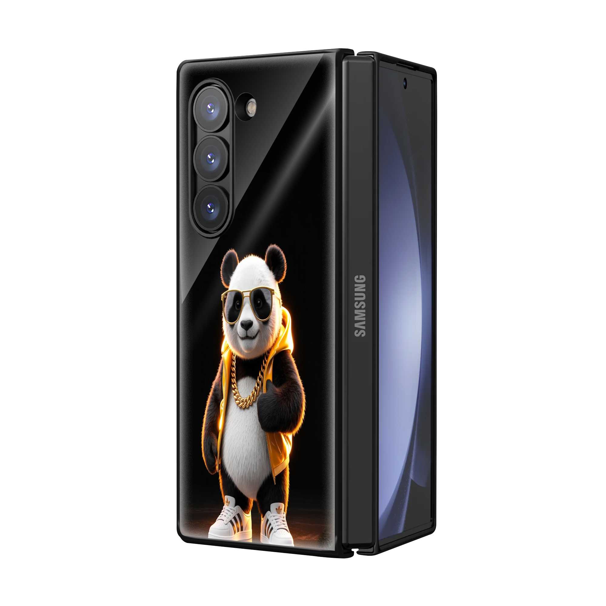 Golden Panda Samsung Z Fold Glass Case