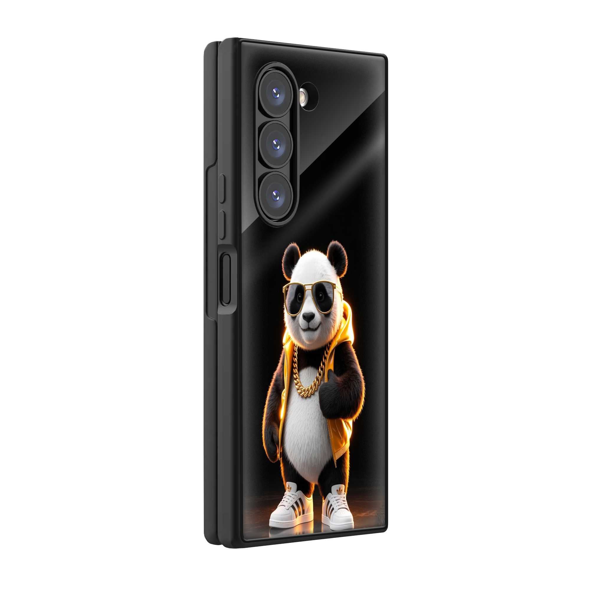 Golden Panda Samsung Z Fold Glass Case