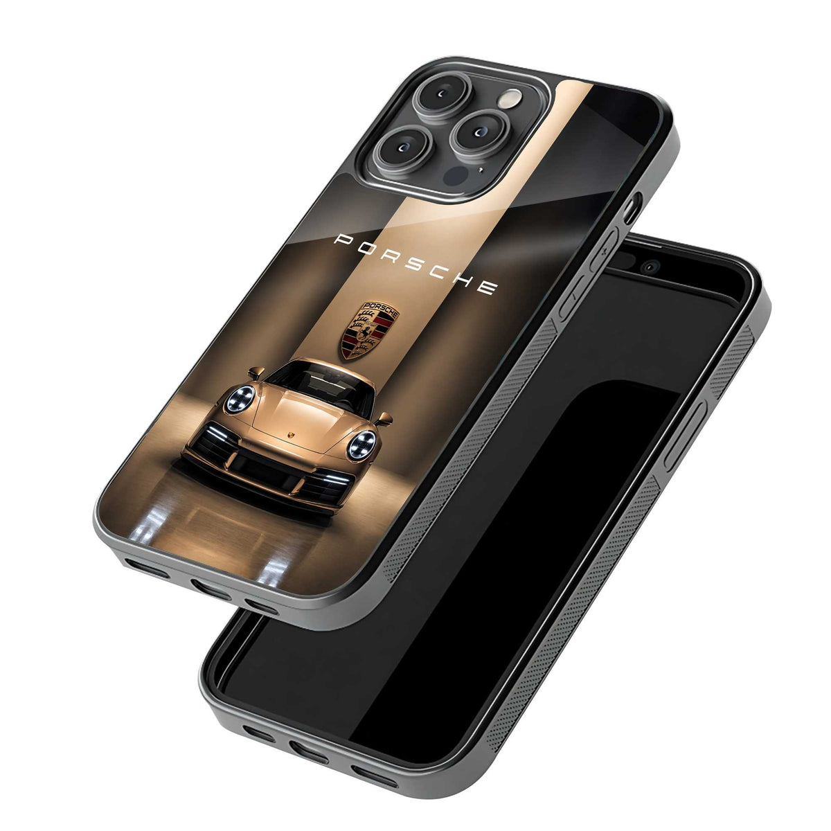 Golden Porsche Glass Case