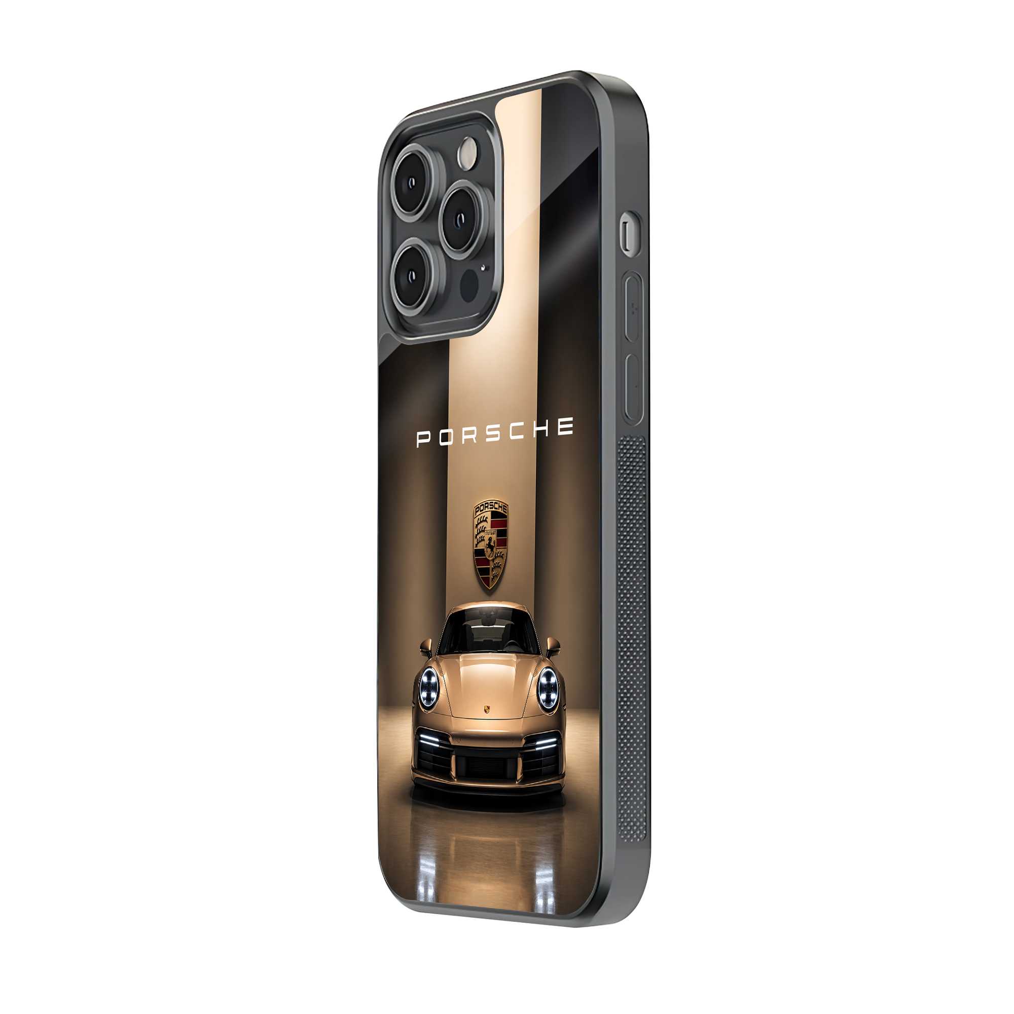 Golden Porsche Glass Case Secondary image