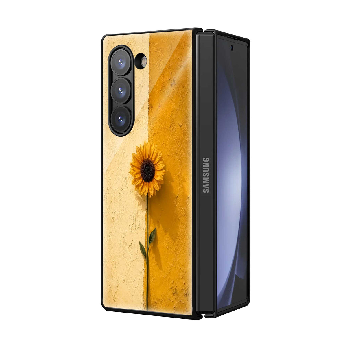 Golden Sunflower Samsung Z Fold Glass Case