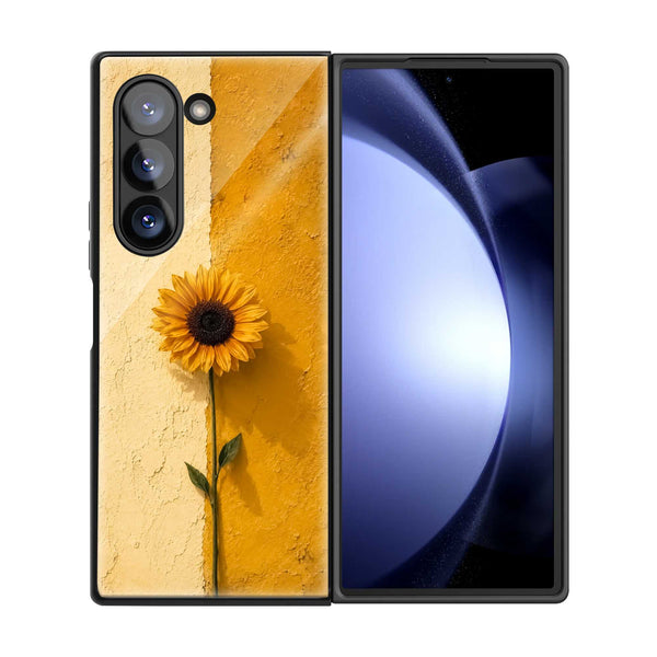 Golden Sunflower Samsung Z Fold Glass Case