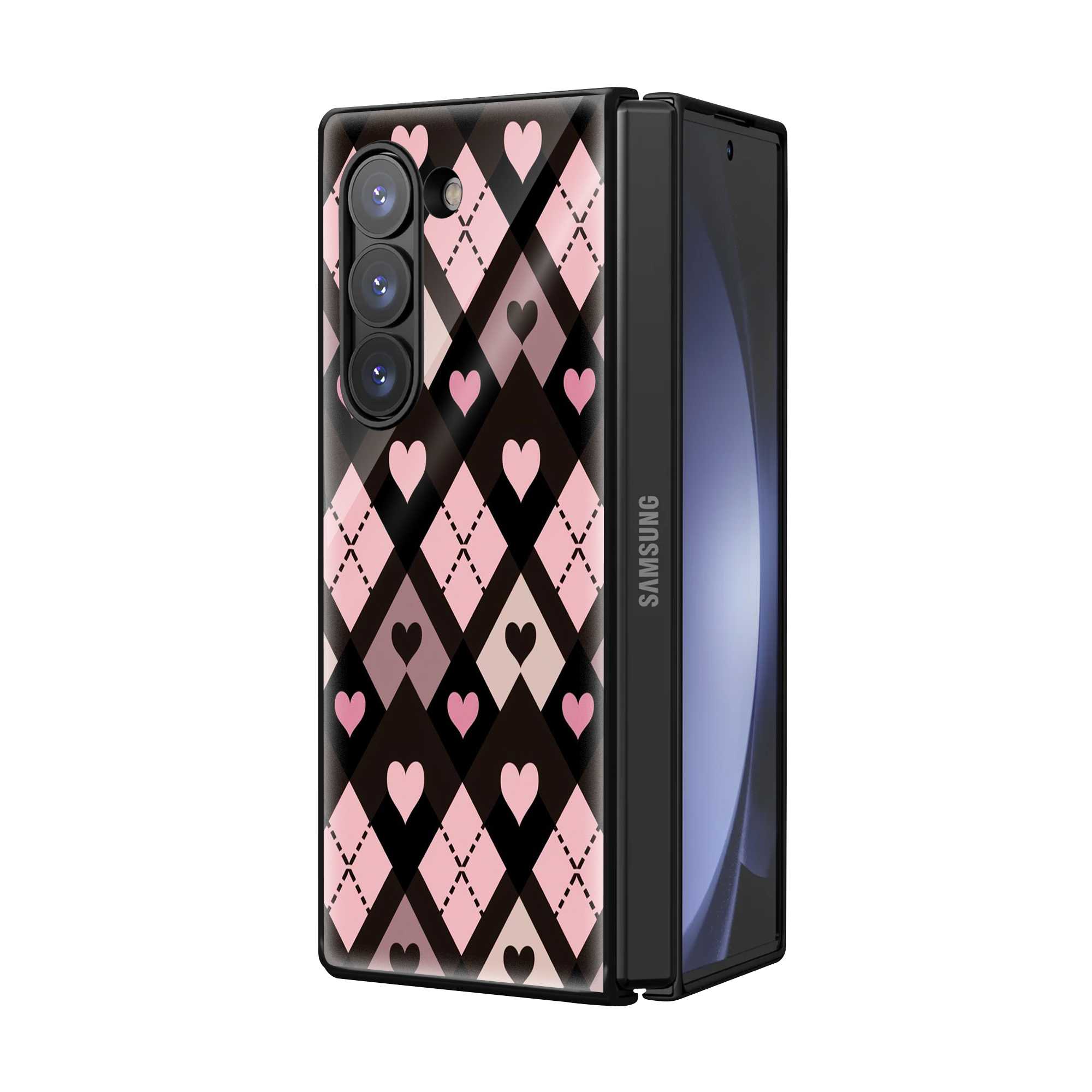 Goth Hearts Samsung Z Fold Glass Case