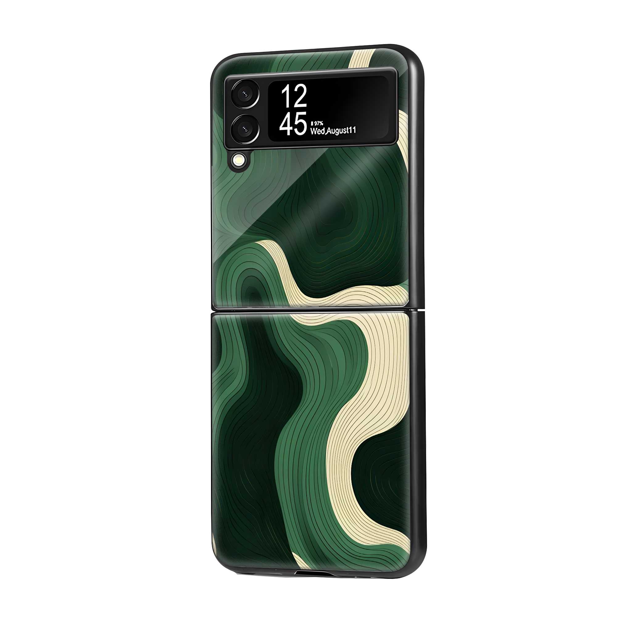 Green Contours Samsung Z Flip Glass Case