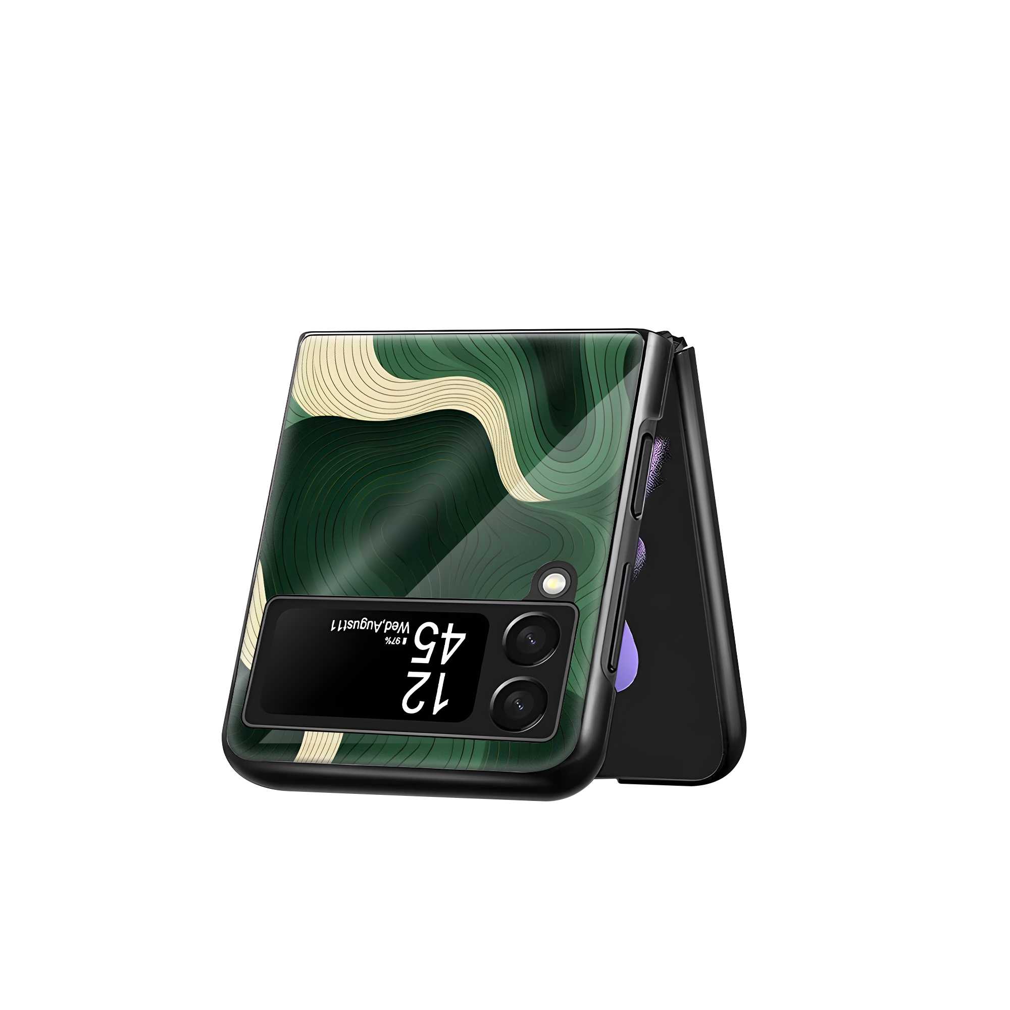 Green Contours Samsung Z Flip Glass Case