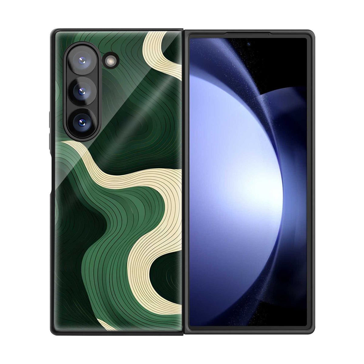 Green Contours Samsung Z Fold Glass Case