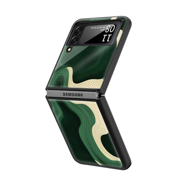 Green Contours Samsung Z Flip Glass Case