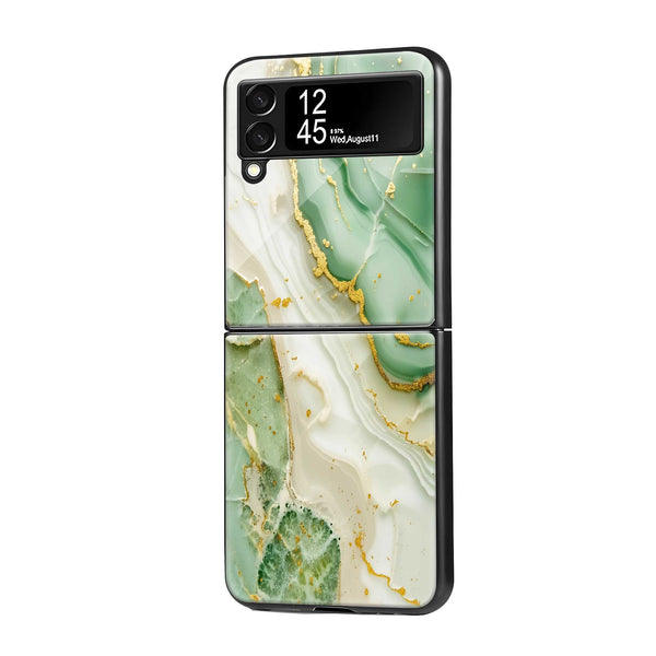 Green Glam Samsung Z Flip Glass Case