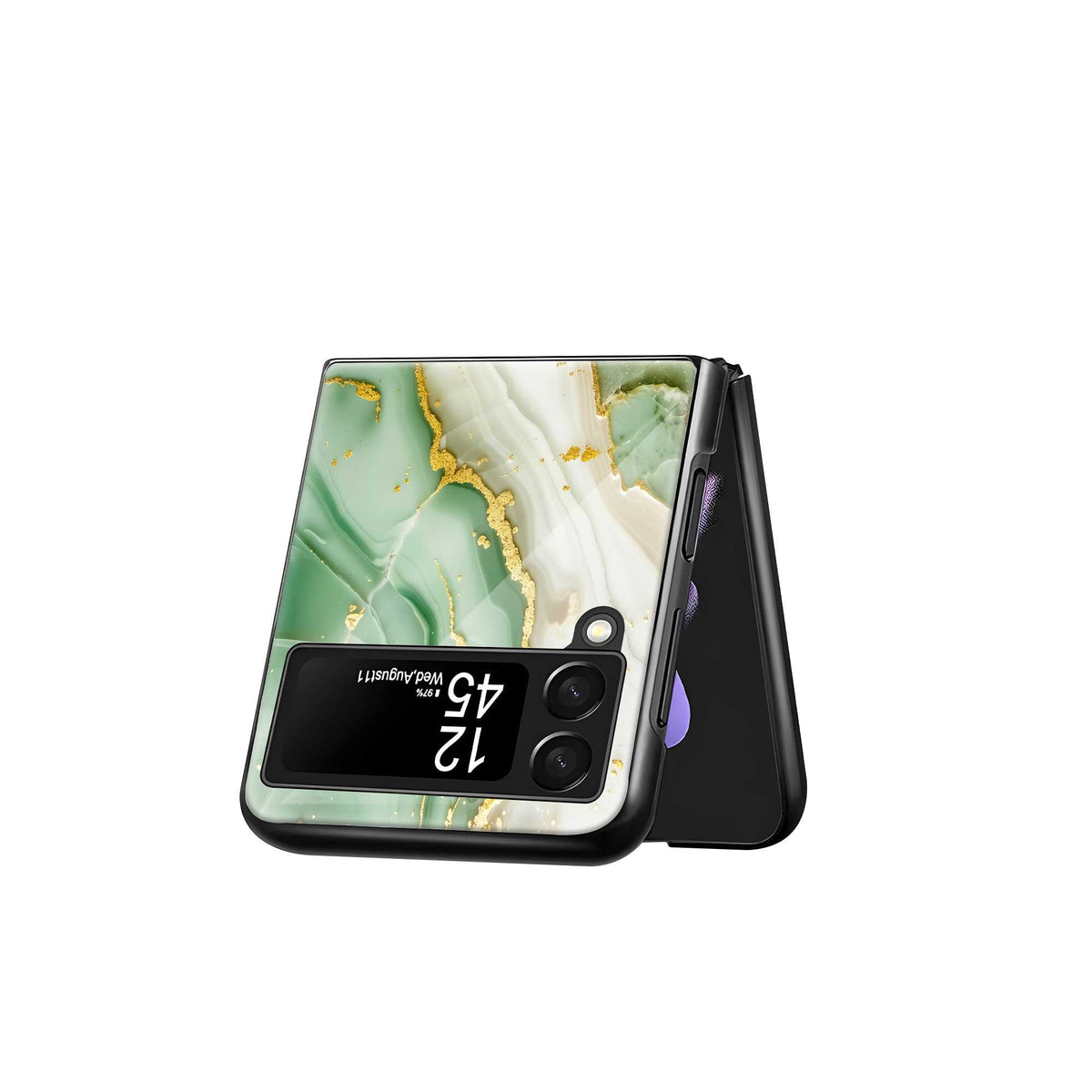 Green Glam Samsung Z Flip Glass Case