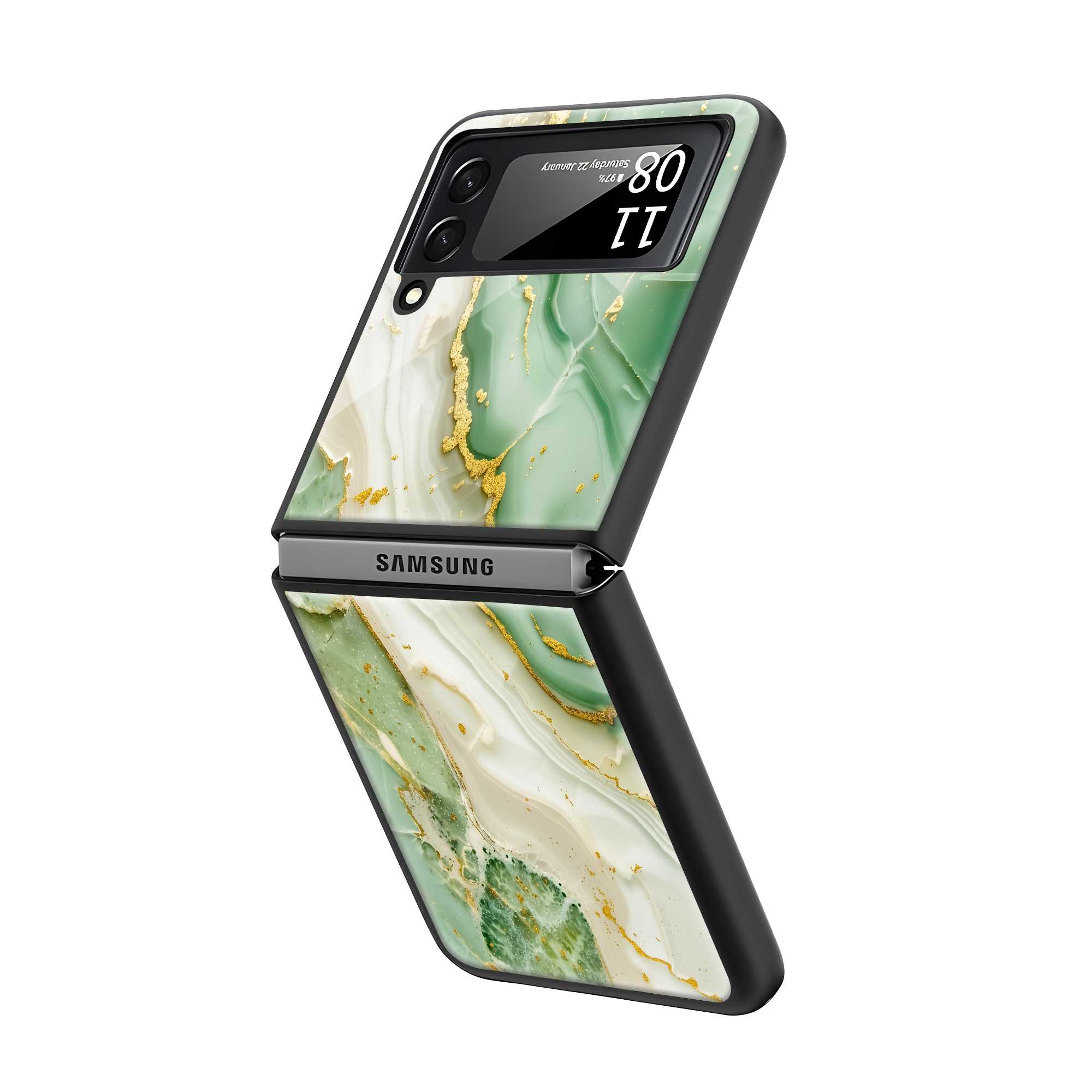 Green Glam Samsung Z Flip Glass Case