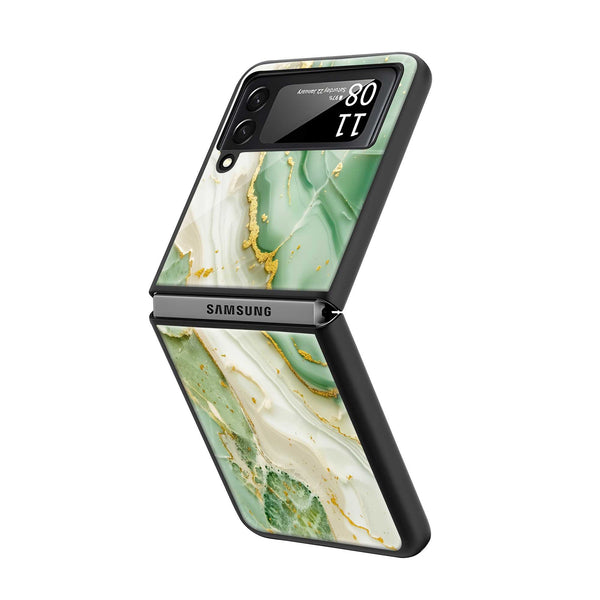 Green Glam Samsung Z Flip Glass Case