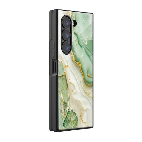 Green Glam Samsung Z Fold Glass Case