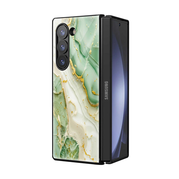 Green Glam Samsung Z Fold Glass Case