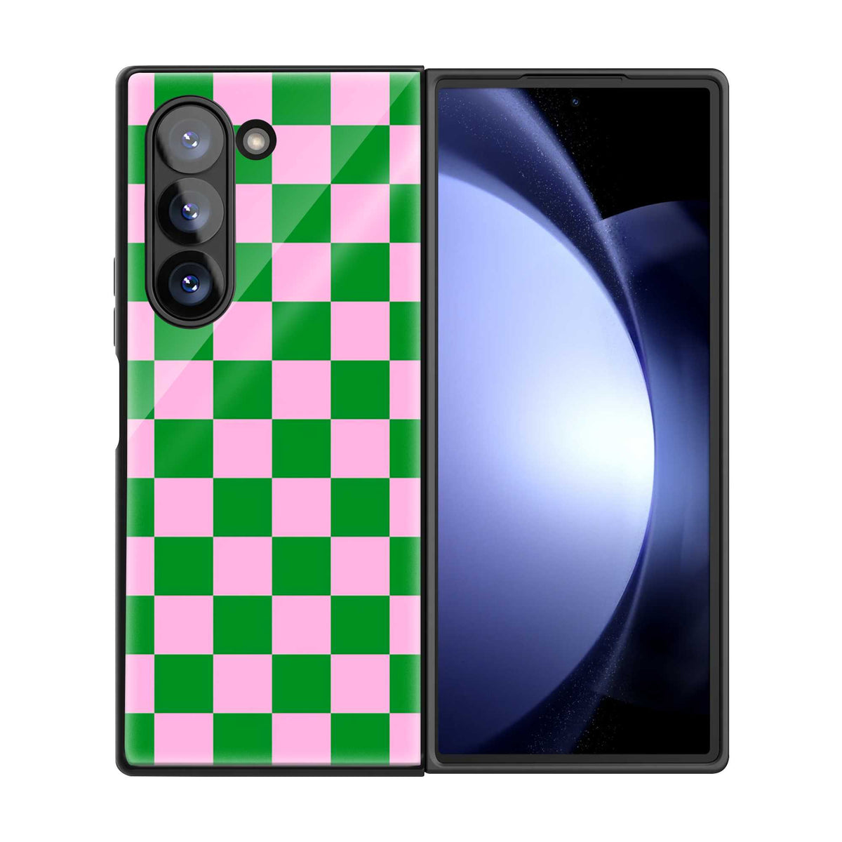 Green Grid Samsung Z Fold Glass Case