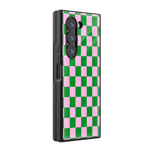 Green Grid Samsung Z Fold Glass Case