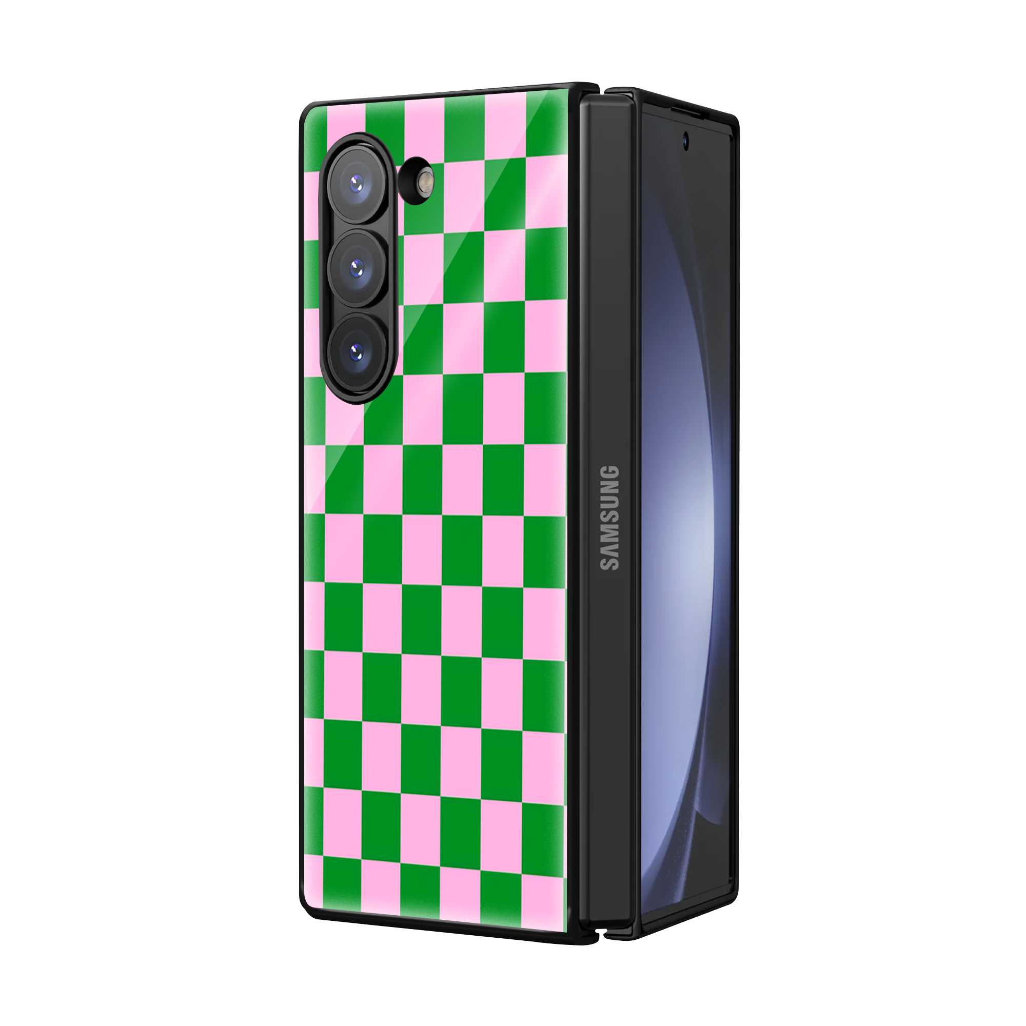Green Grid Samsung Z Fold Glass Case