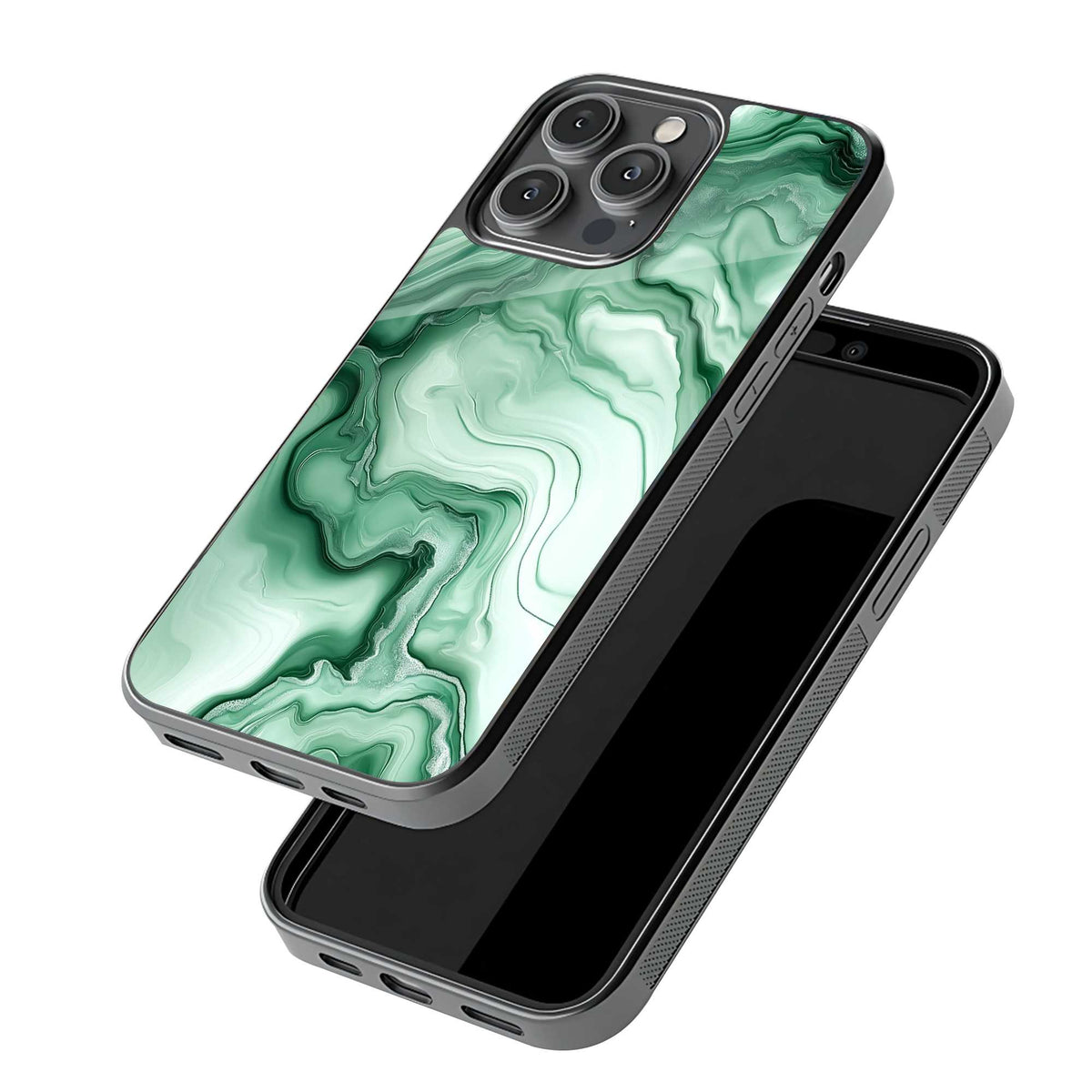 Green Marble Pattern Glass Case