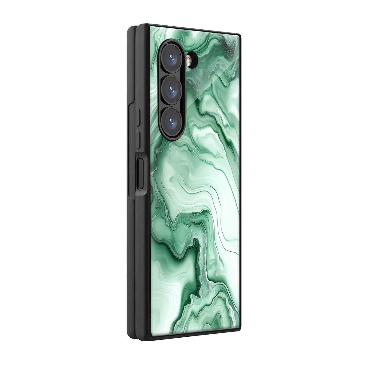 Green marble pattern Samsung Z Fold Glass Case