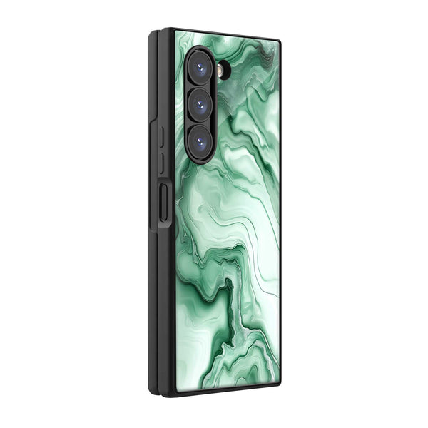 Green marble pattern Samsung Z Fold Glass Case