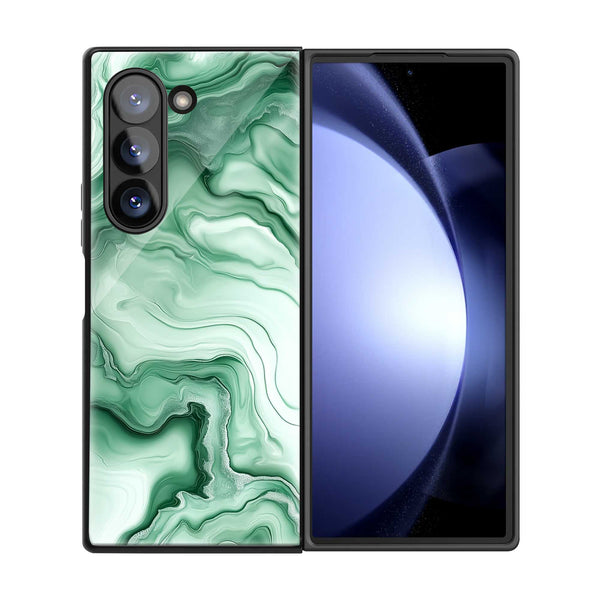 Green marble pattern Samsung Z Fold Glass Case