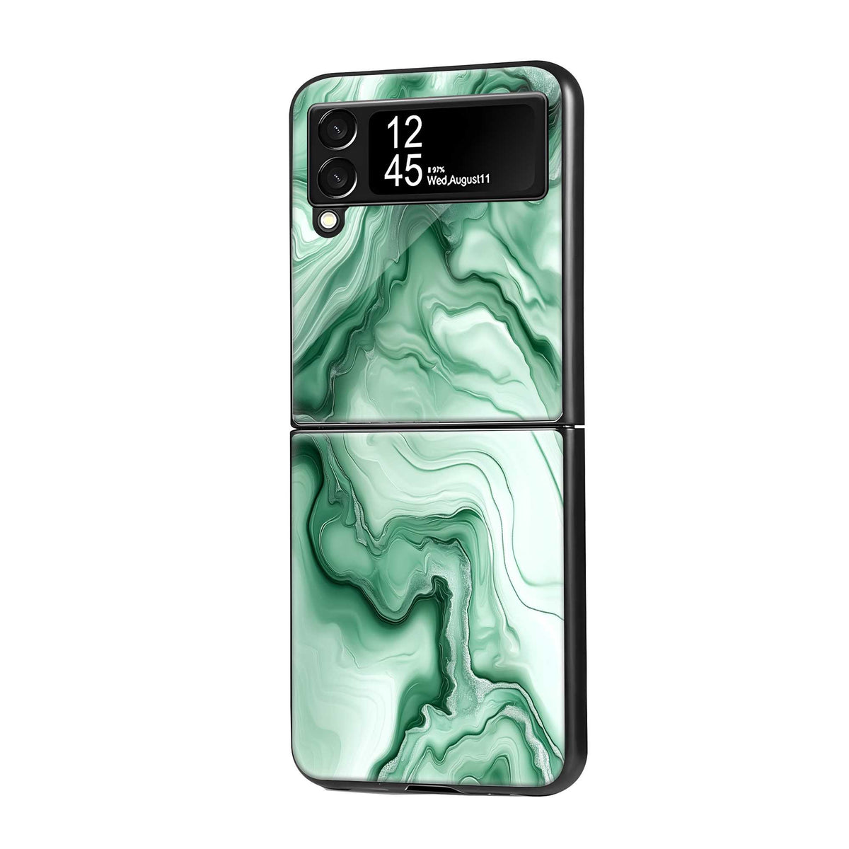 Green marble pattern Samsung Z Flip Glass Case