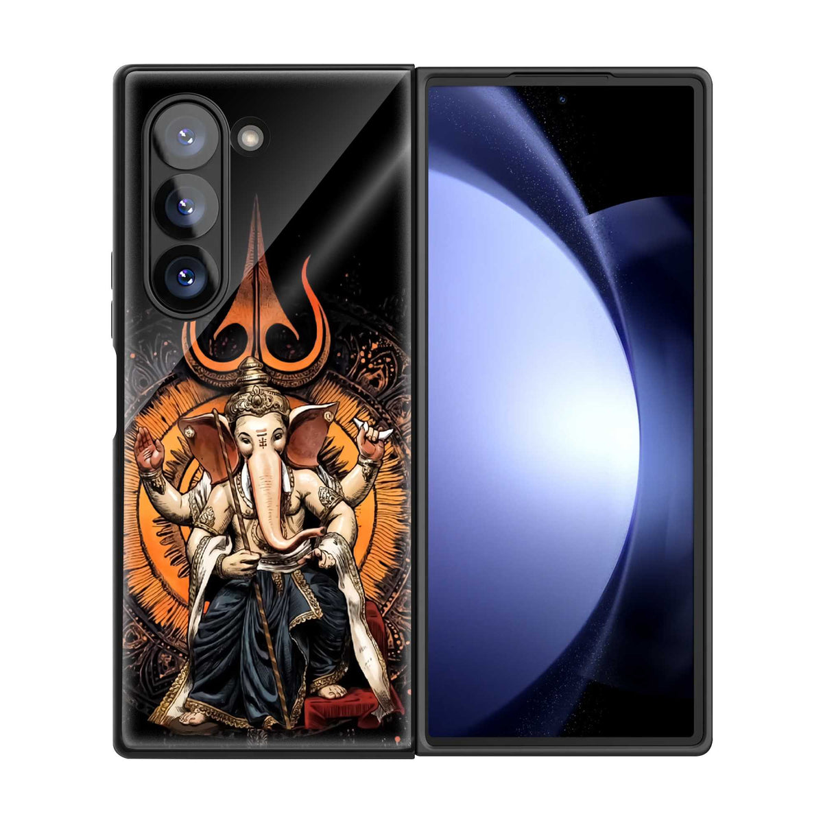 Divine Ganesha Trishul Samsung Z Fold Glass Case
