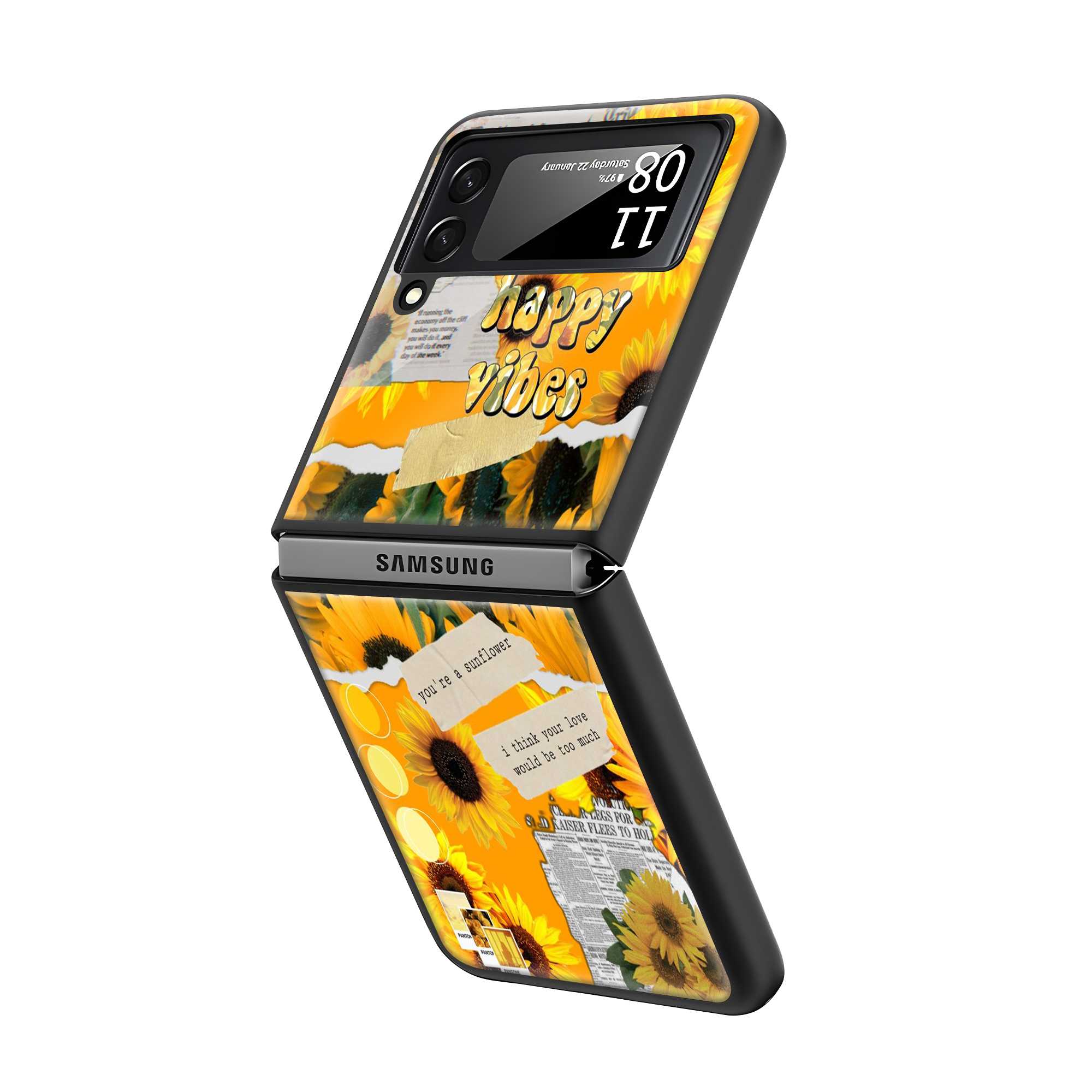 Happy Vibes Samsung Z Flip Glass Case