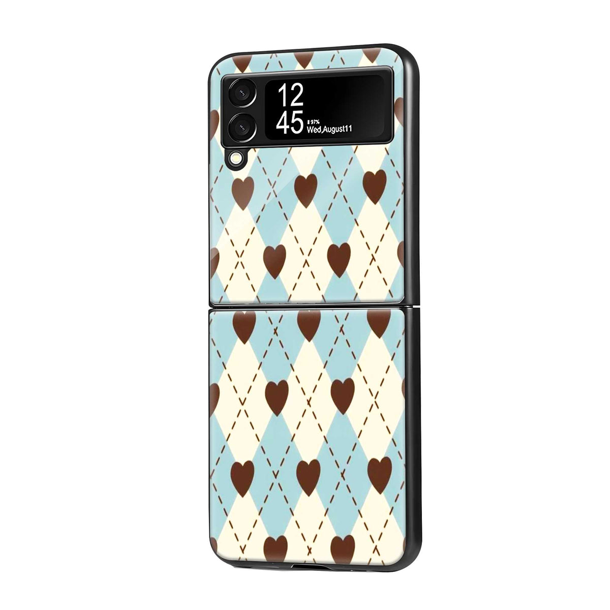 Heart Grid Samsung Z Flip Glass Case Main image