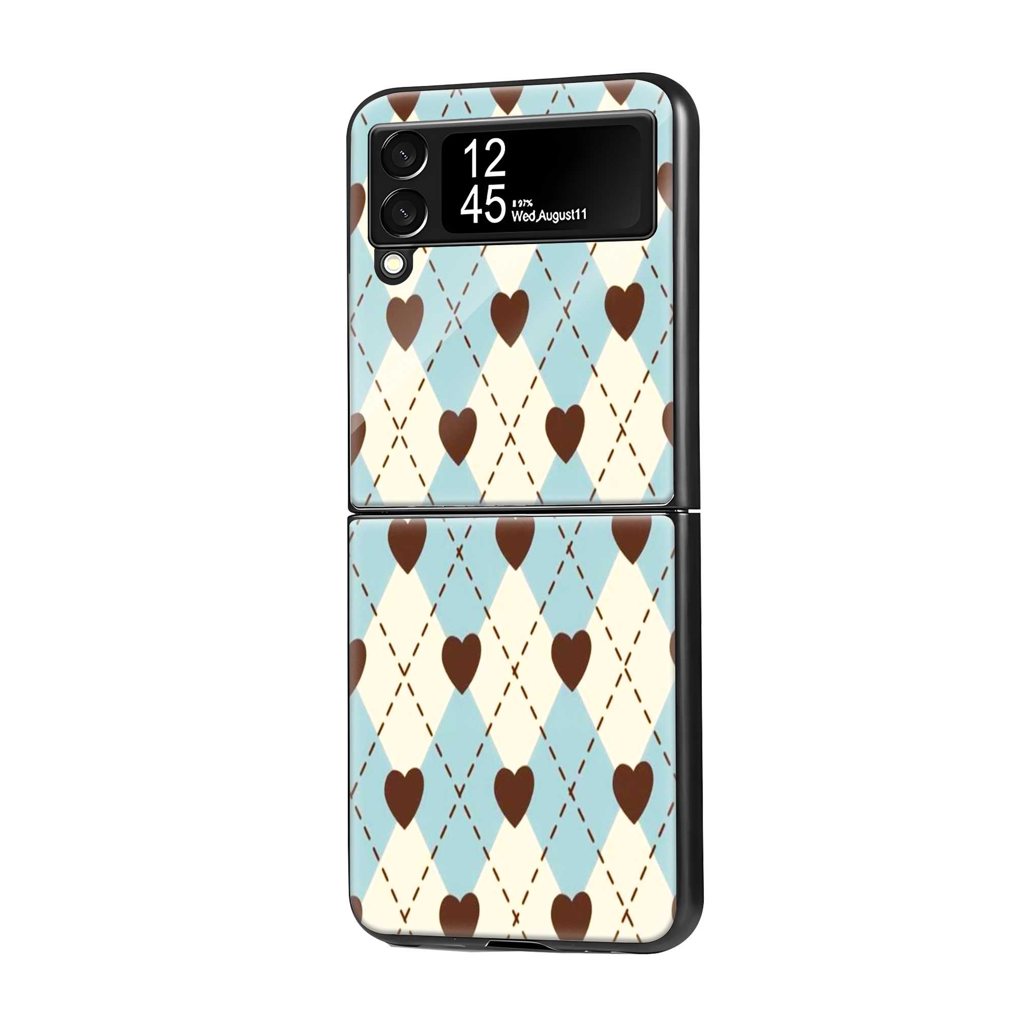 Heart Grid Samsung Z Flip Glass Case