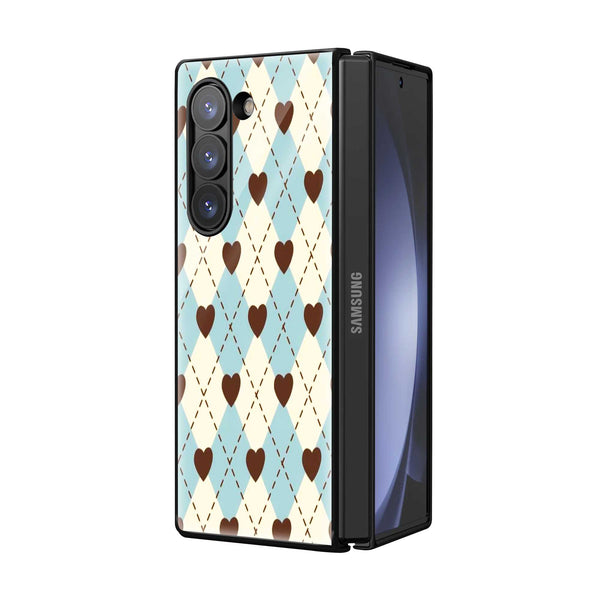 Heart Grid Samsung Z Fold Glass Case