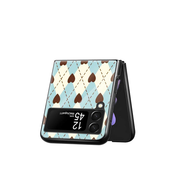 Heart Grid Samsung Z Flip Glass Case