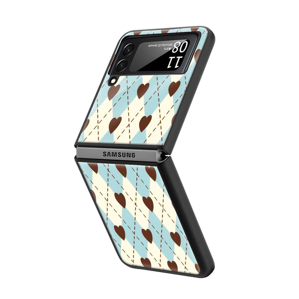 Heart Grid Samsung Z Flip Glass Case