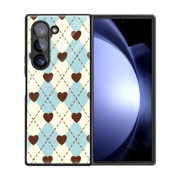 Heart Grid Samsung Z Fold Glass Case