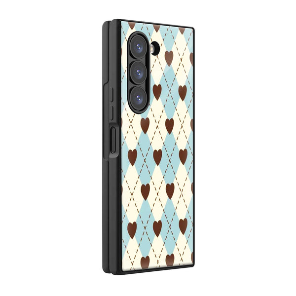 Heart Grid Samsung Z Fold Glass Case