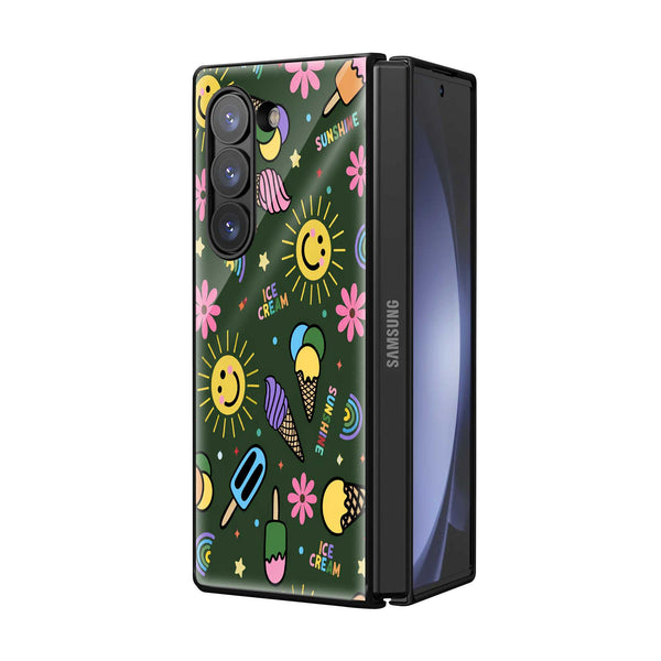 Ice Cream Pattern Samsung Z Fold Glass Case