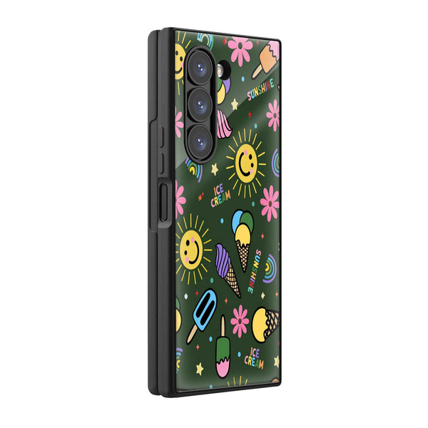 Ice Cream Pattern Samsung Z Fold Glass Case
