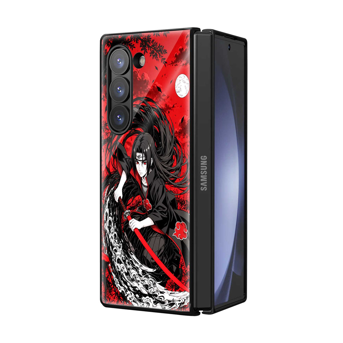 Itachi Crimson Shadow Samsung Z Fold Glass Case