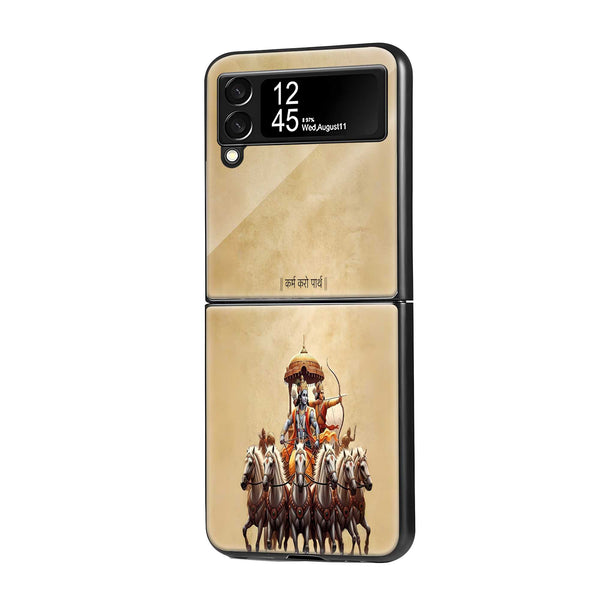 Karmayogi Samsung Z Flip Glass Case